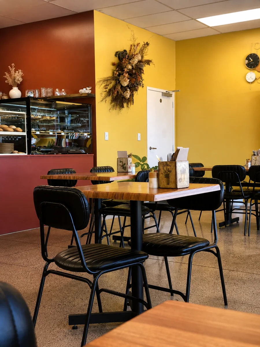 Colourful dining room at Hey Jude Cafe